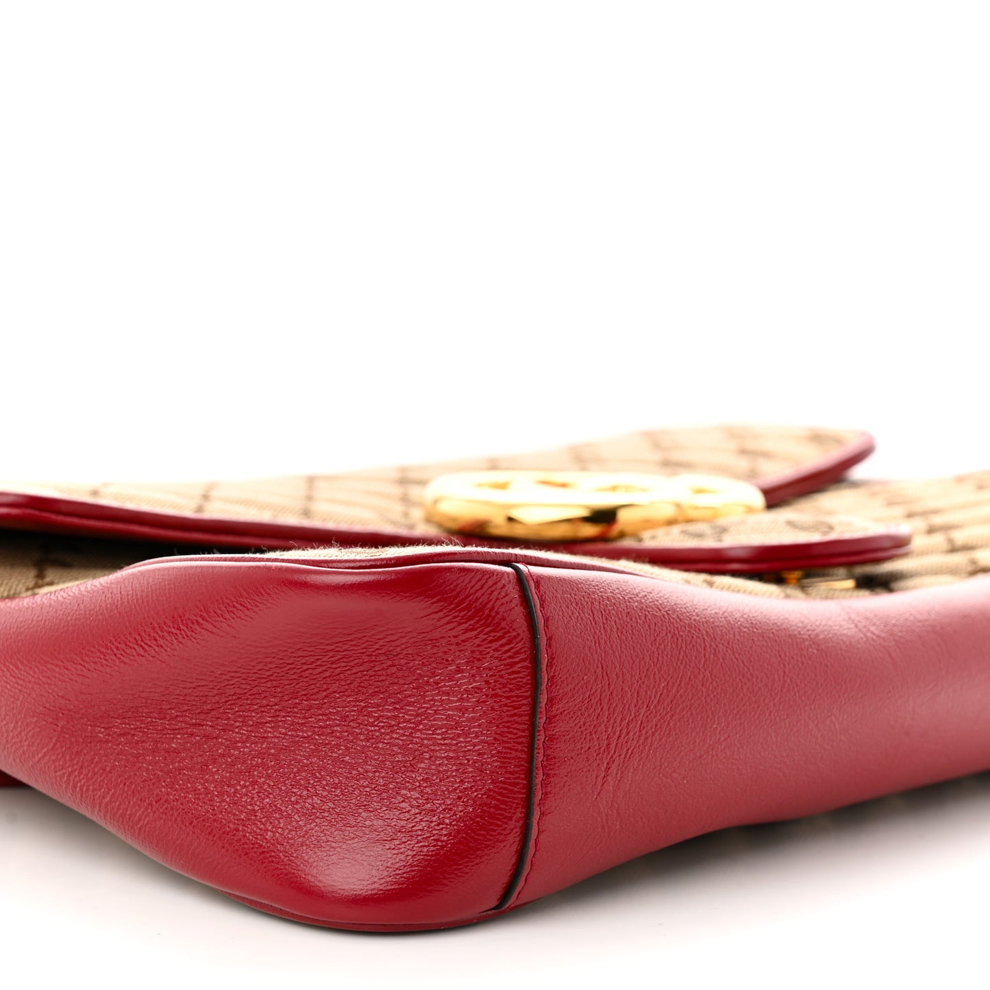 Monogram Azalea Calfskin Matelasse Diagonal Medium GG Marmont Shoulder Bag Beige Ebony New Cherry Red