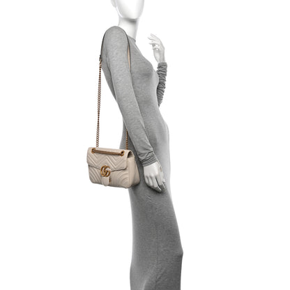 Gucci Calfskin Matelasse Small GG Marmont Shoulder Bag White 2 of 10