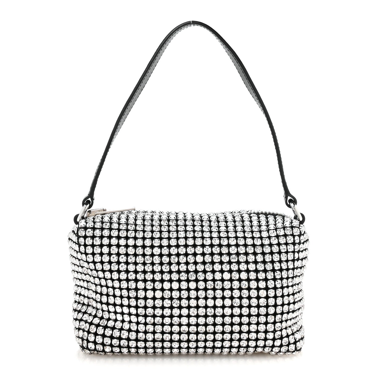 Alexander Wang Mesh Crystal Rhinestone Mini Heiress Pouch Black Silver 1 of 9