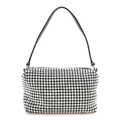 Alexander Wang Mesh Crystal Rhinestone Mini Heiress Pouch Black Silver 1 of 9