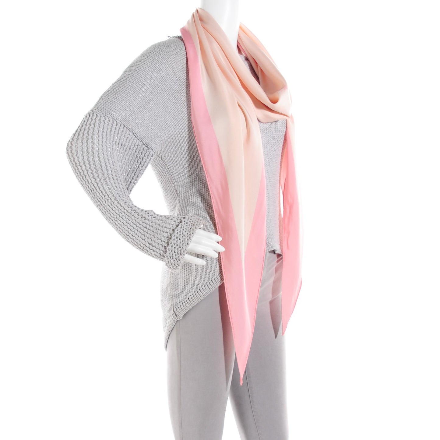 Washed Silk Maxi Losange Scarf Rose Poudre Rose Buvard
