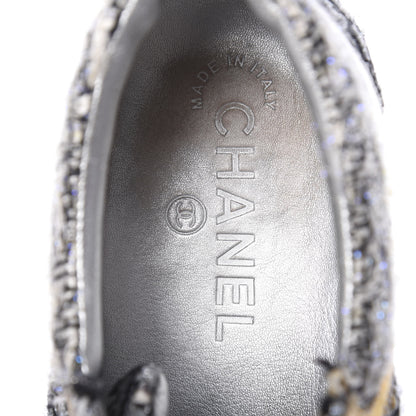 Chanel Tweed Lambskin Tennis Sneakers 36 Black White Argent 7 of 14