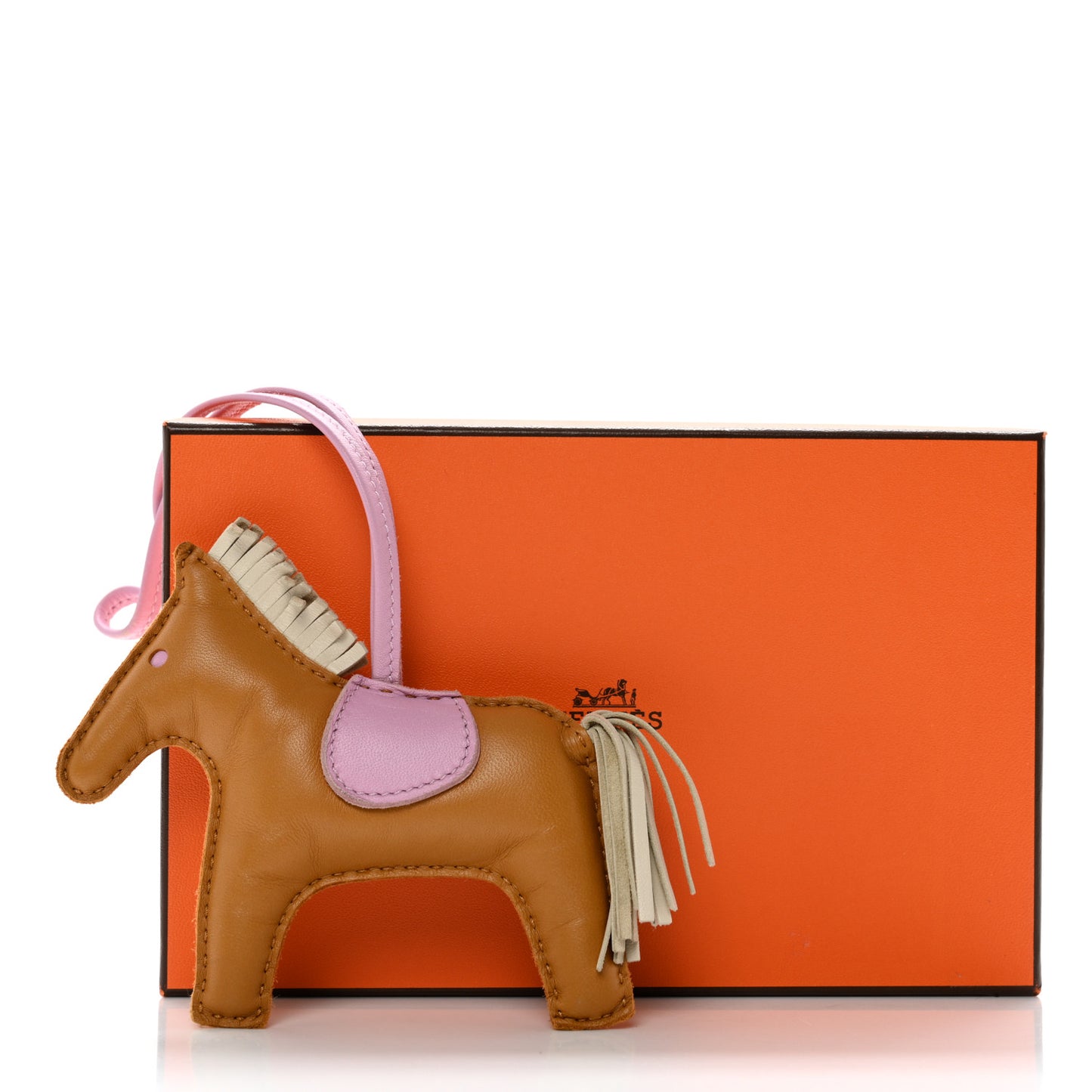 Milo Lambskin Grigri Rodeo Horse Bag Charm MM Sesame Mauve Sylvestre Craie