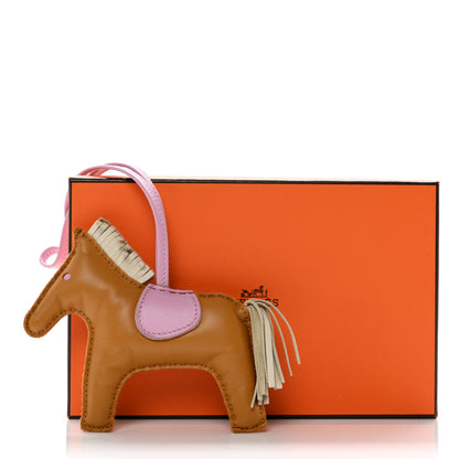 Hermes Milo Lambskin Grigri Rodeo Horse Bag Charm MM Sesame Mauve Sylvestre Craie 7 of 7