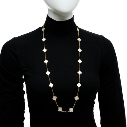 Van Cleef & Arpels 18K Yellow Gold Mother of Pearl 20 Motifs Vintage Alhambra Necklace 2 of 6