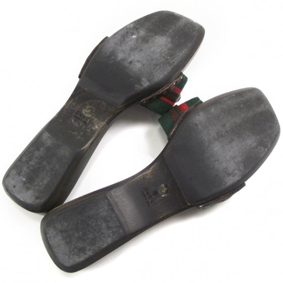 Gucci Black Stripe Wooden Slide Sandals 9 5 of 8