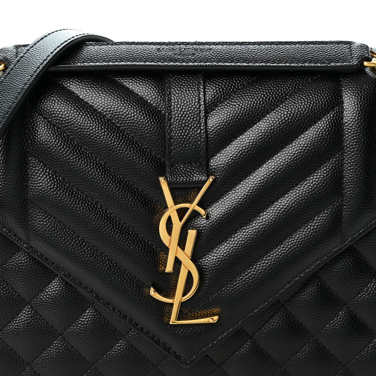 Grain De Poudre Textured Mixed Matelasse Triquilt Medium Monogram Satchel Black