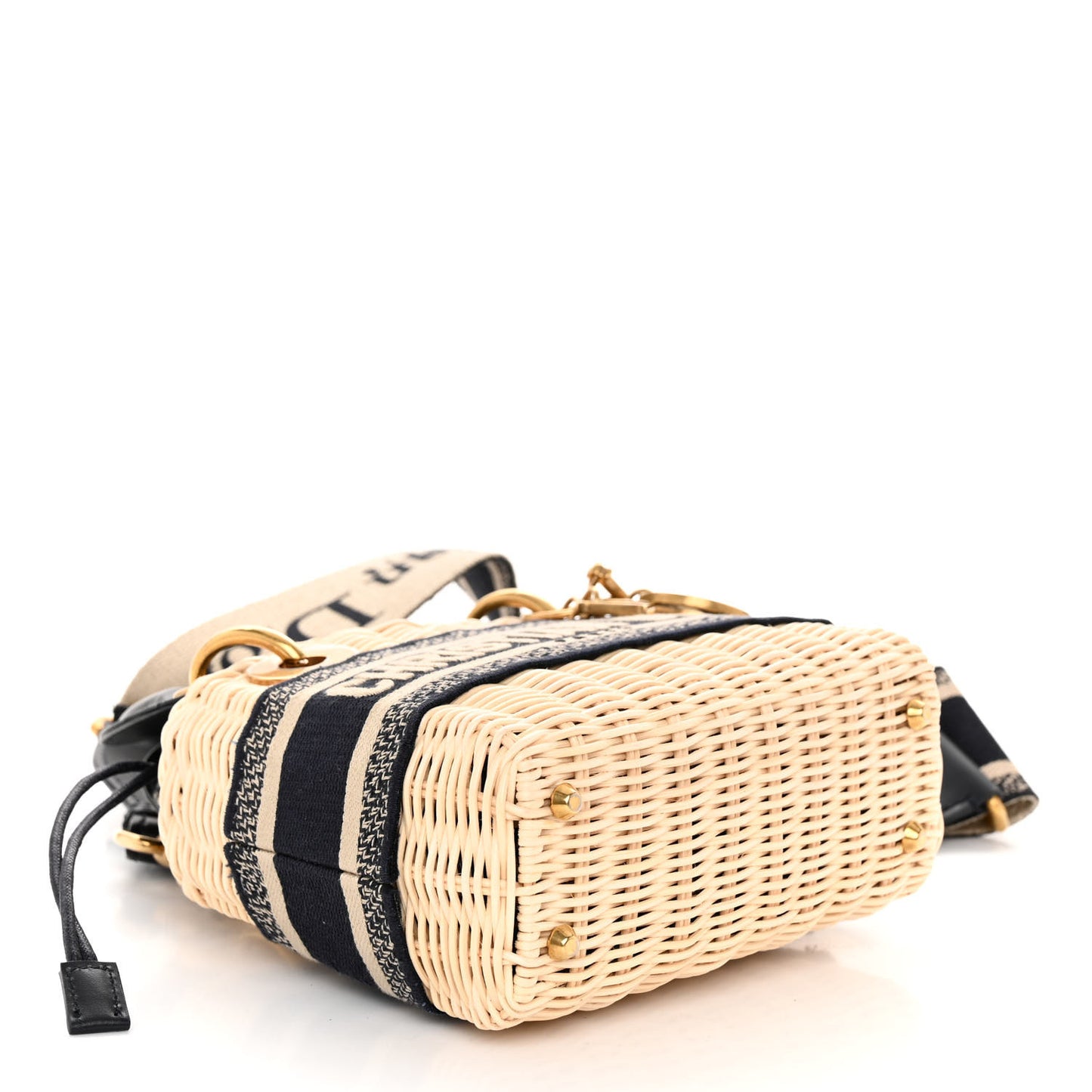 Wicker Oblique Mini Lady Dior Bag Blue