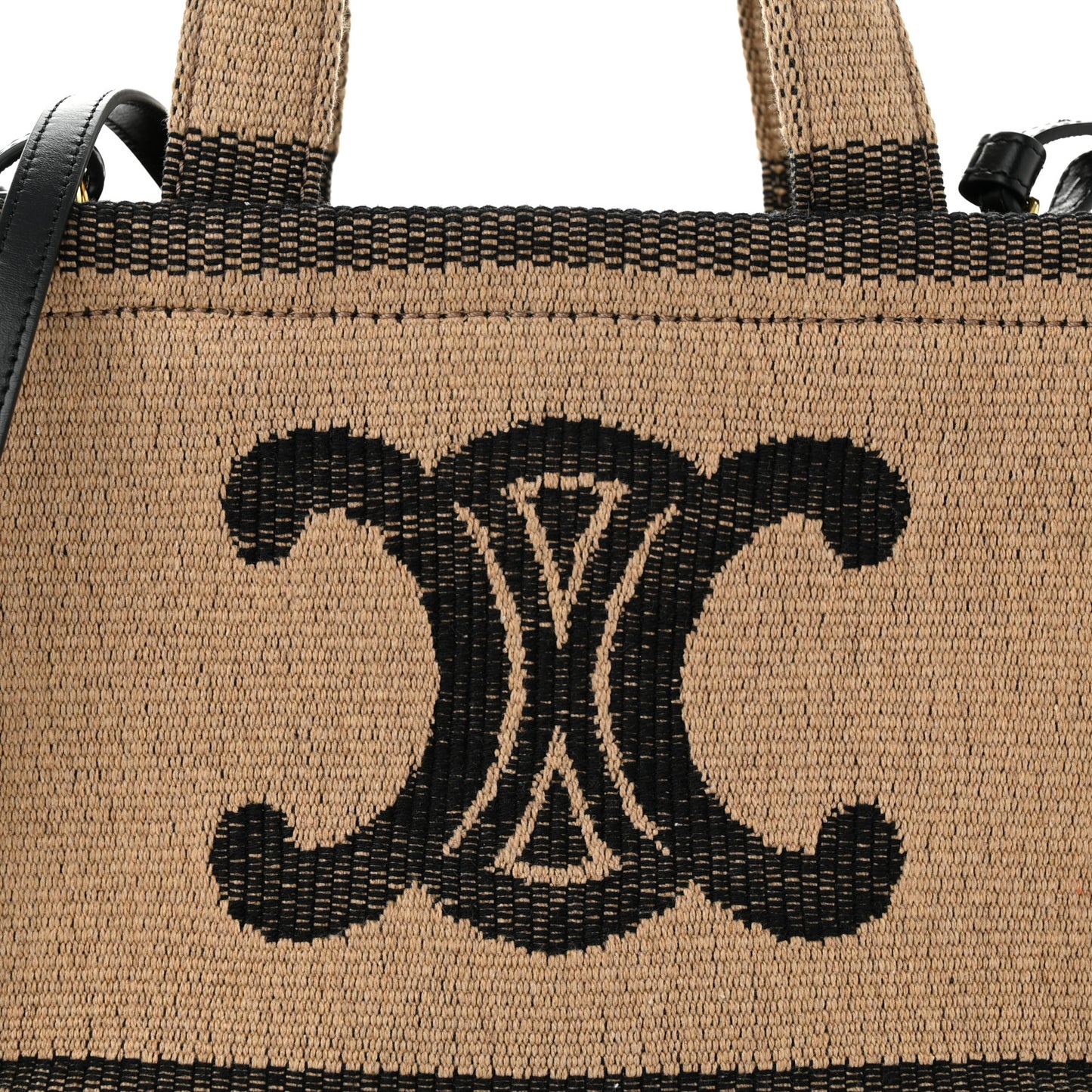 Stripe Triomphe Small Cabas Beige Black
