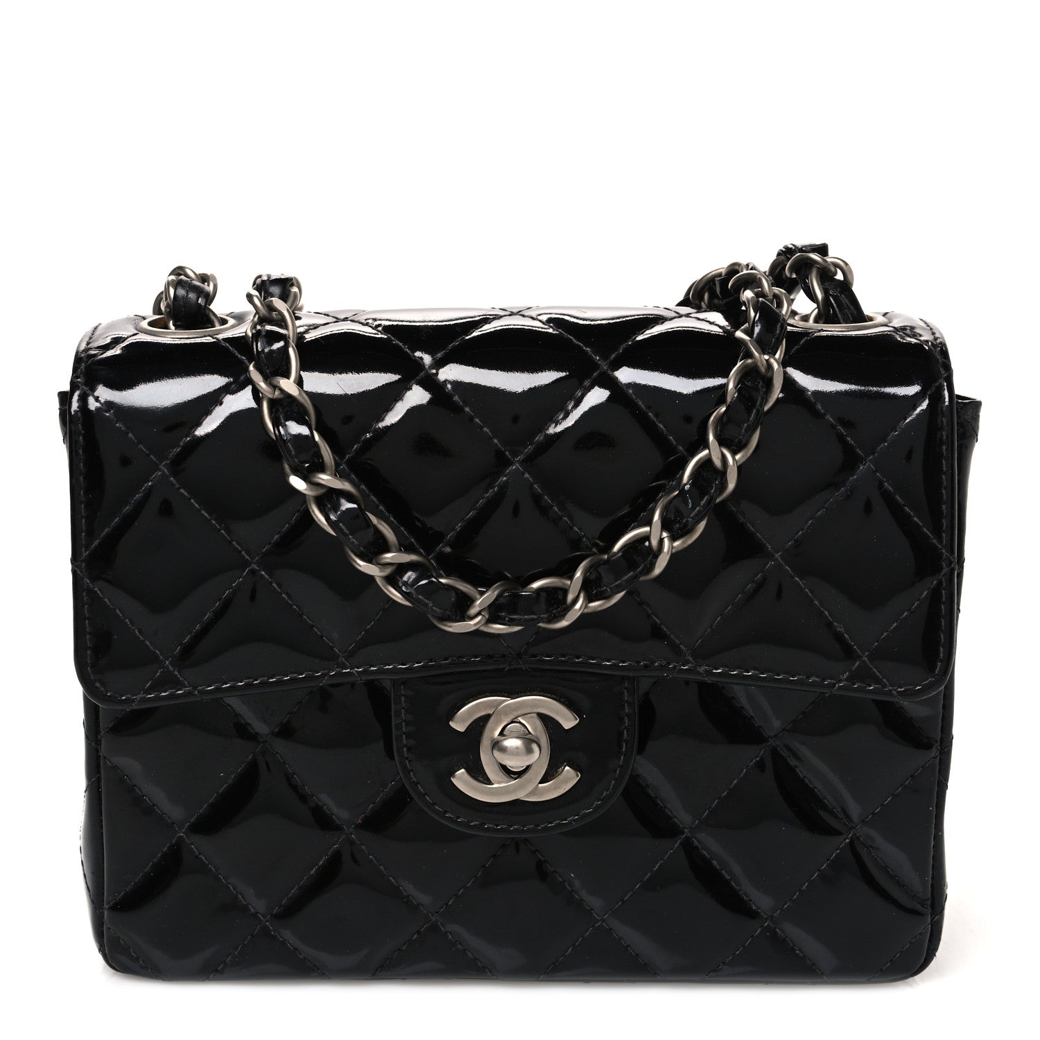 Chanel Patent Calfskin Quilted Mini Square Flap Black 1 of 10