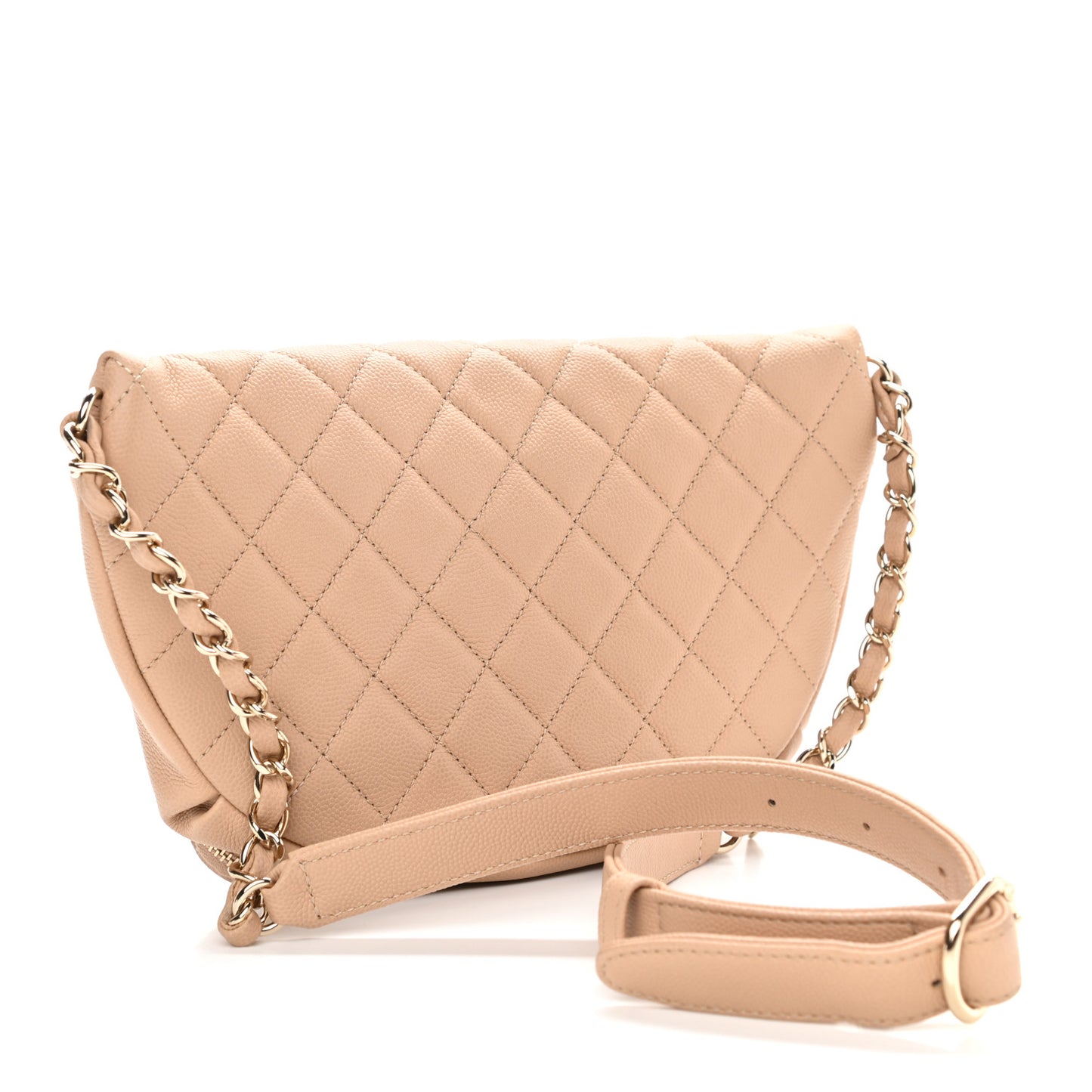 Caviar Quilted Business Affinity Waist Belt Bag Beige