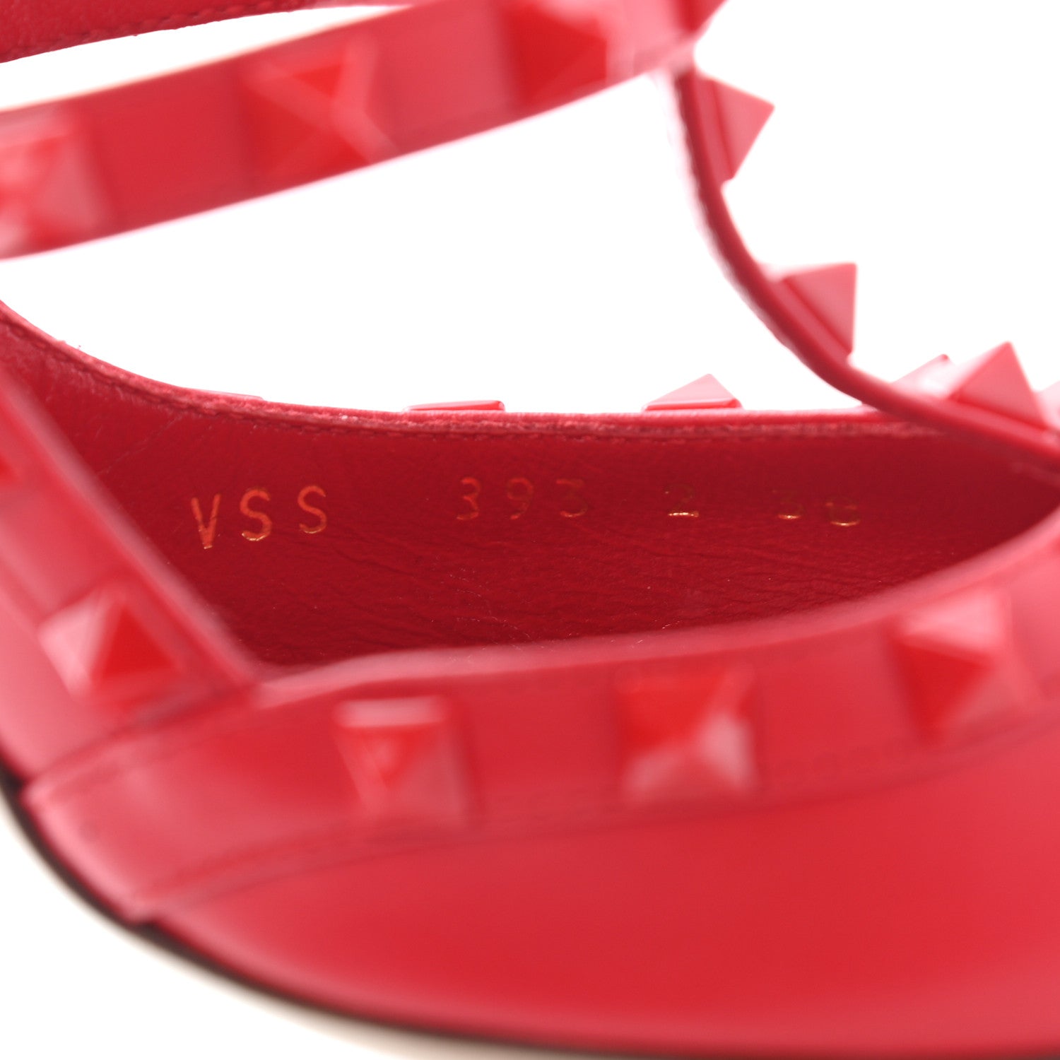Valentino Garavani Calfskin Lacquered Monochrome Rockstud Ankle Strap 100mm Pumps 38 Rouge Pur 10 of 12