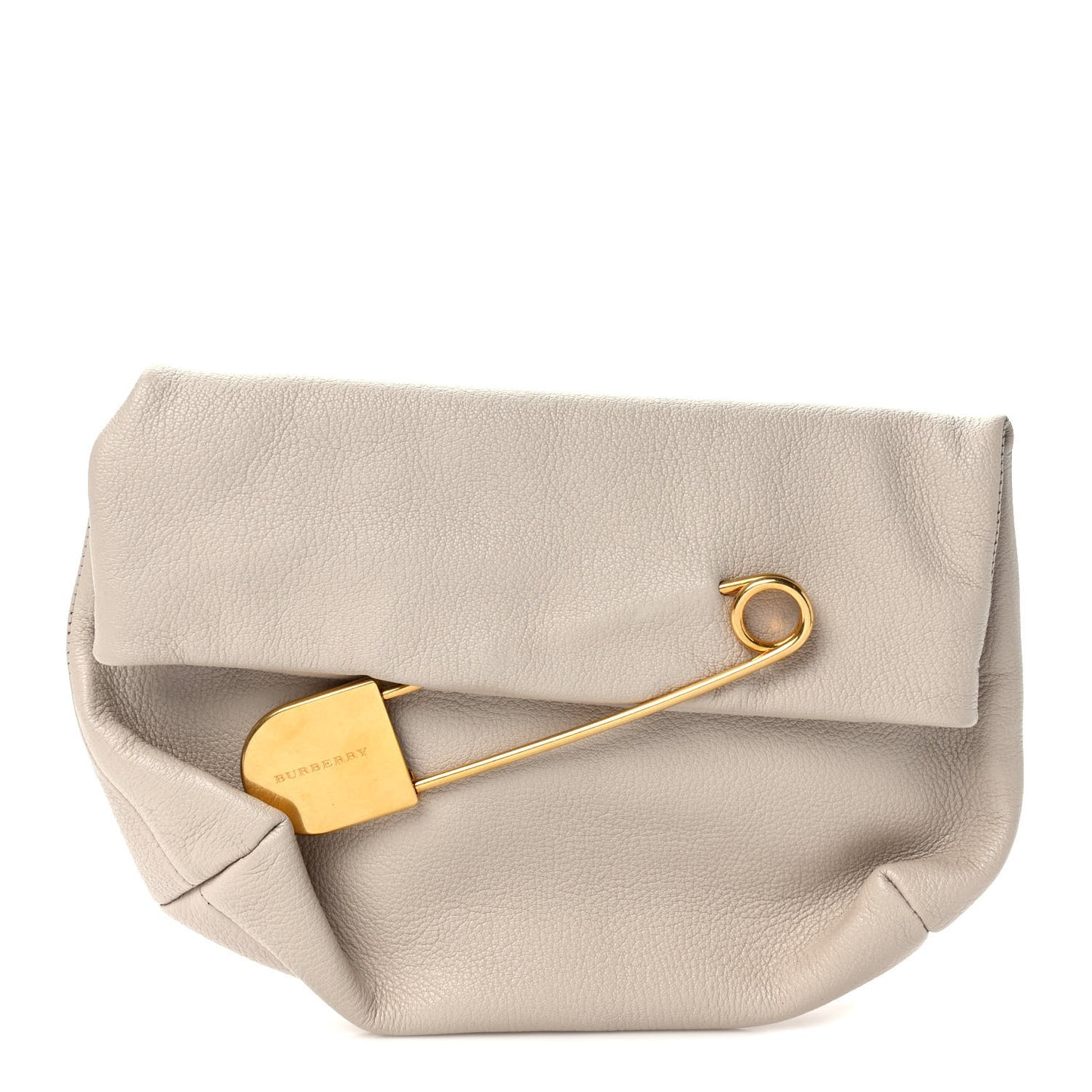 Grained Calfskin Pin Clutch Beige
