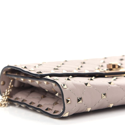 Valentino Garavani Lambskin Rockstud Spike Wallet on Chain Poudre 5 of 8
