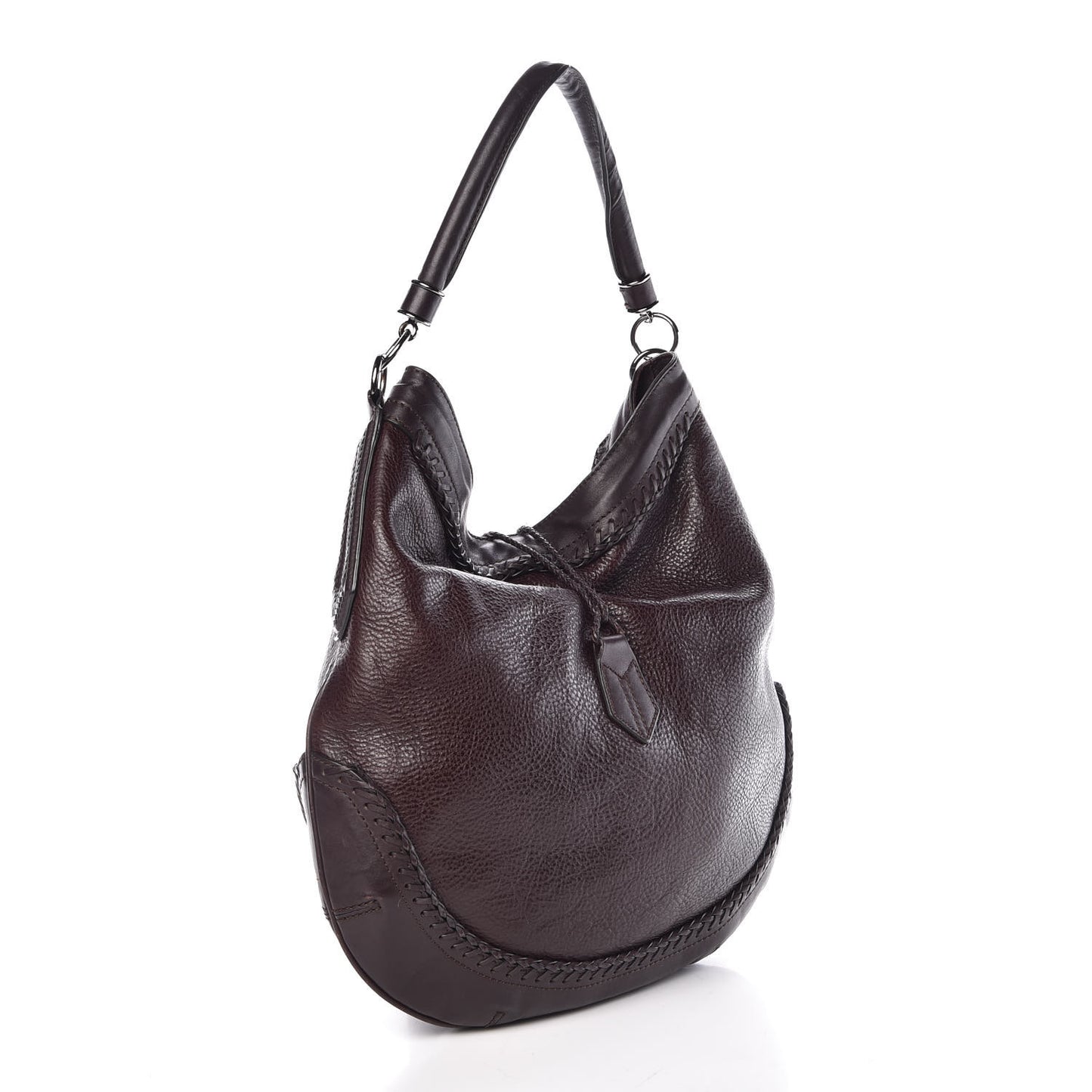 Grainy Calfskin Parade Tassel Hobo Dark Brown