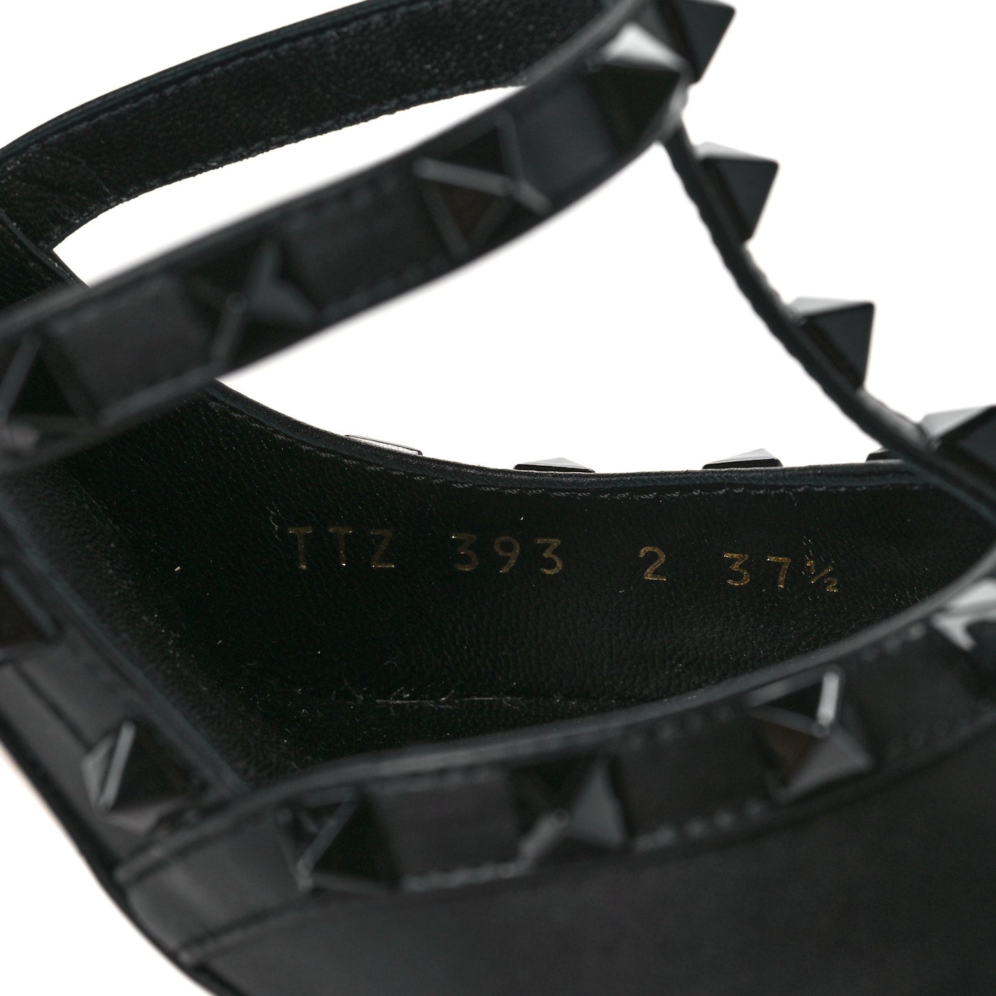 Calfskin Lacquered Monochrome Rockstud Ankle Strap 100mm Pumps 37.5 Black