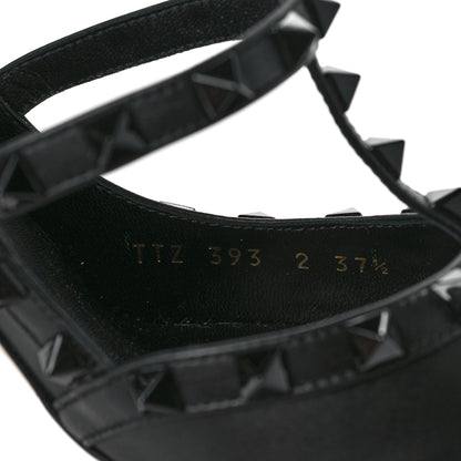 Valentino Garavani Calfskin Lacquered Monochrome Rockstud Ankle Strap 100mm Pumps 37.5 Black 8 of 8