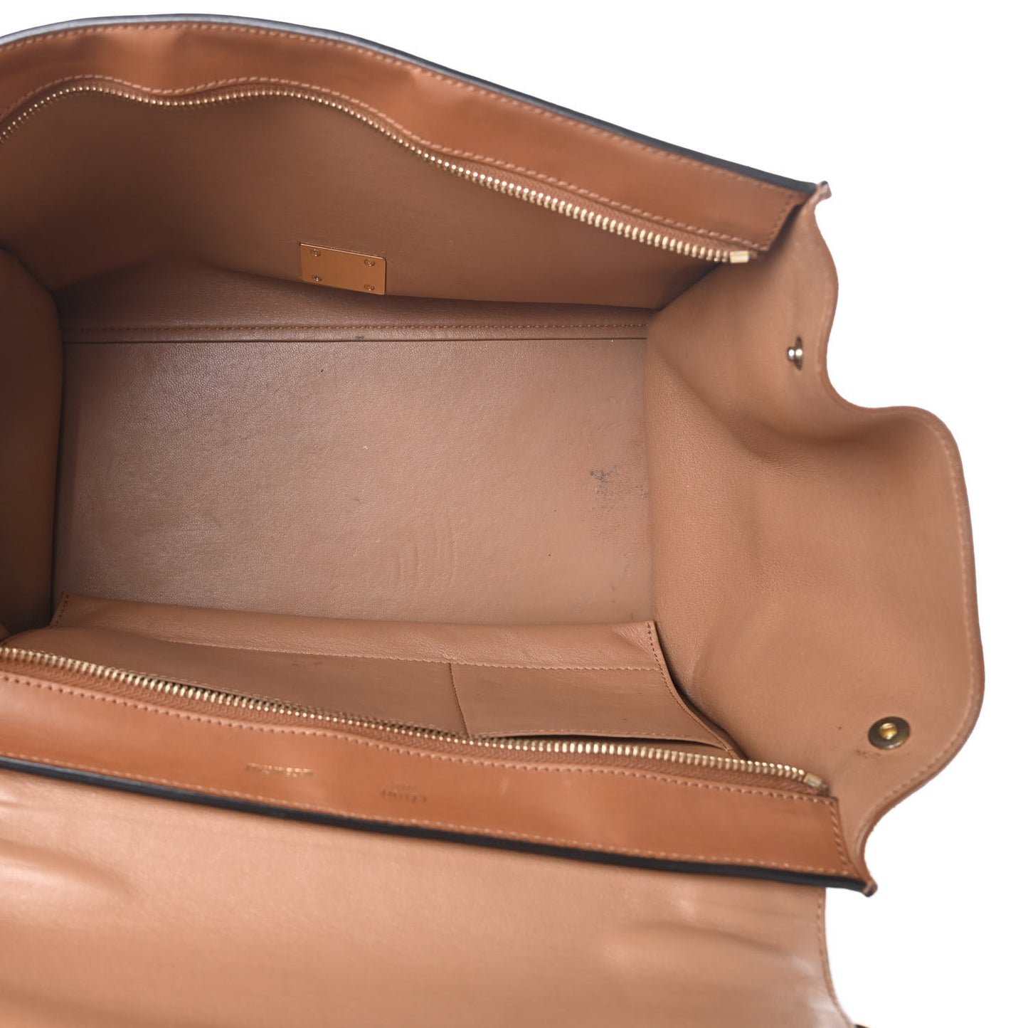 Smooth Calfskin Suede Medium Trapeze Tan