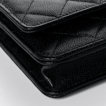 Chanel Shiny Caviar Quilted Pick Me Up Wallet On Chain WOC Black 9 of 14