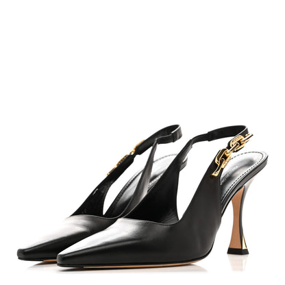 Louis Vuitton Calfskin Sparkle Slingback Pumps 40 Black 4 of 9
