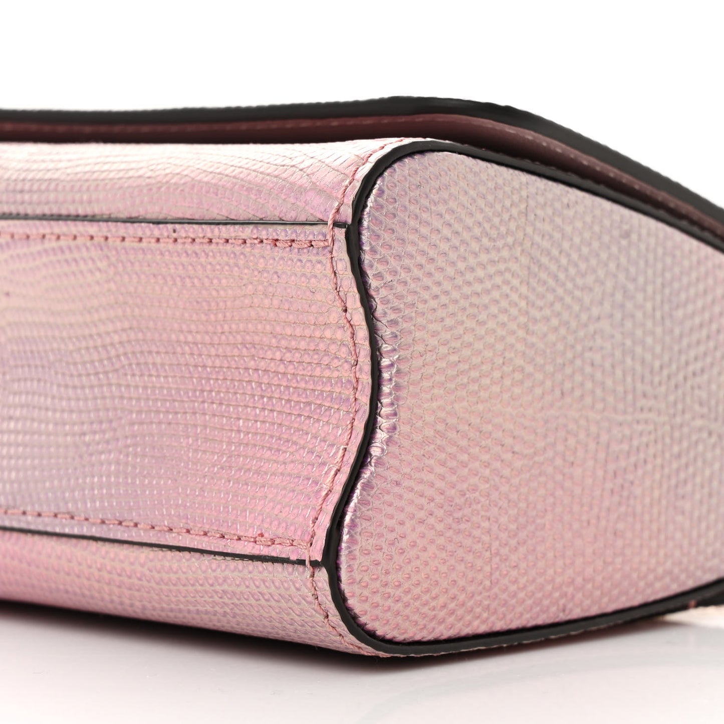 Iridescent Lizard Mini Swarovski Twist Shoulder Bag Pink