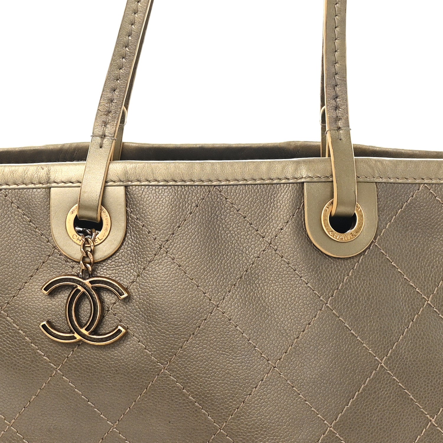 Chanel Grained Calfskin Large Shopping Fever Tote Gold 9 of 11