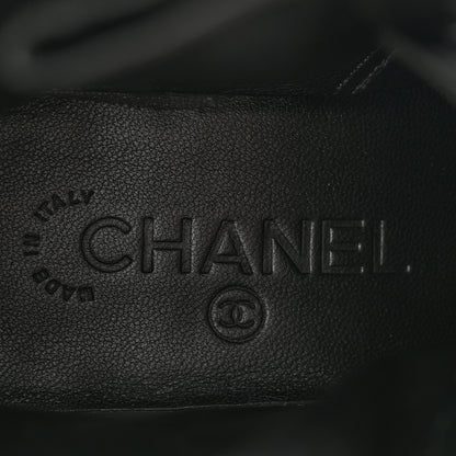 Chanel Calfskin Quilted Lace Up Combat Boots 37.5 Black 6 of 12