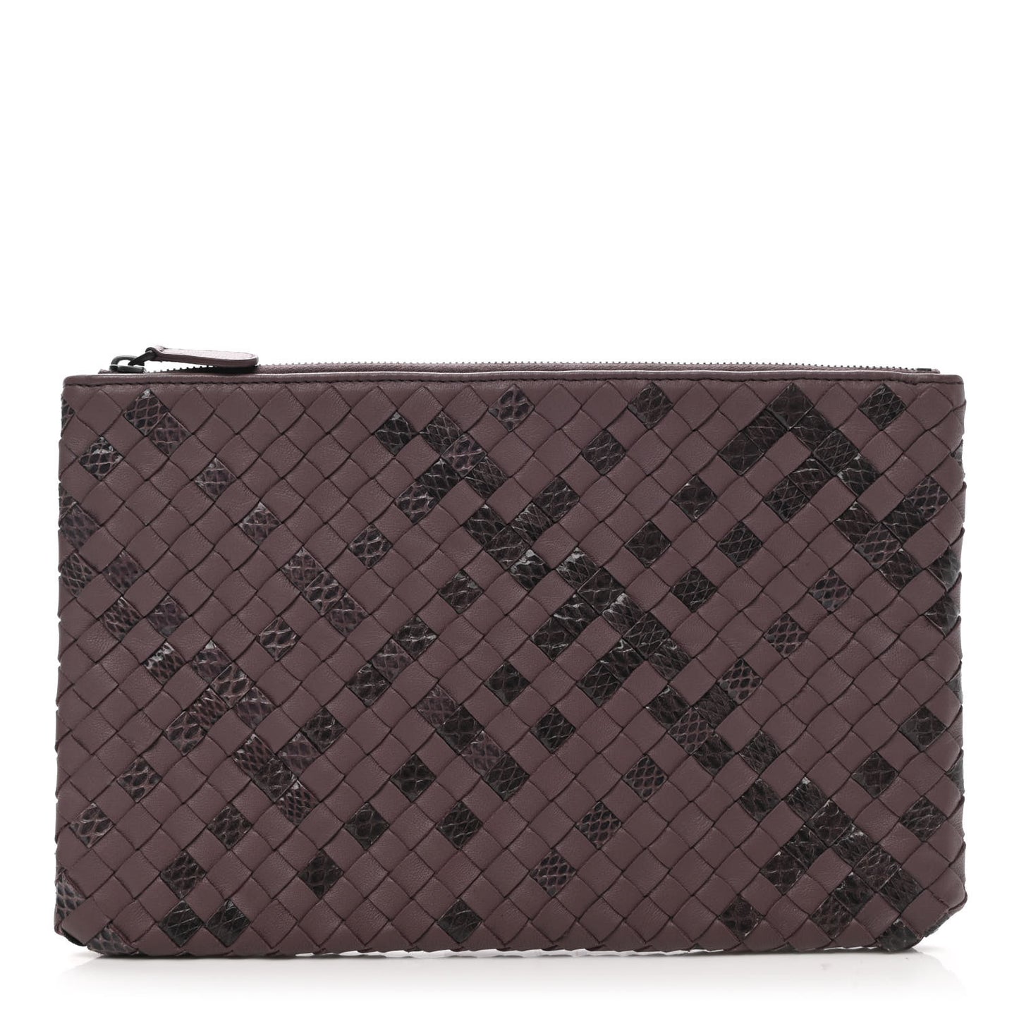 Nappa Intrecciato Elaphe Flat Zip Billetto Pouch Watteau