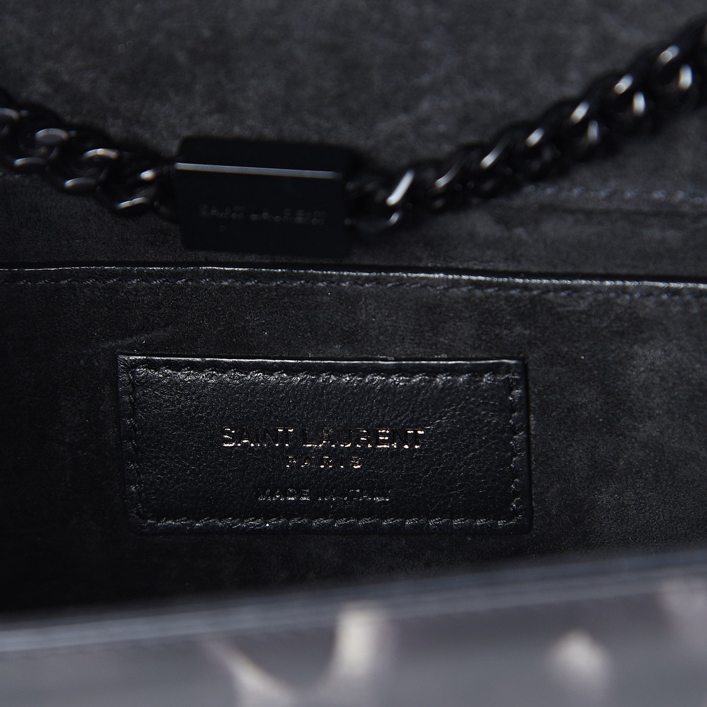Patent Small Monogram Kate Satchel Black Ivory Gold