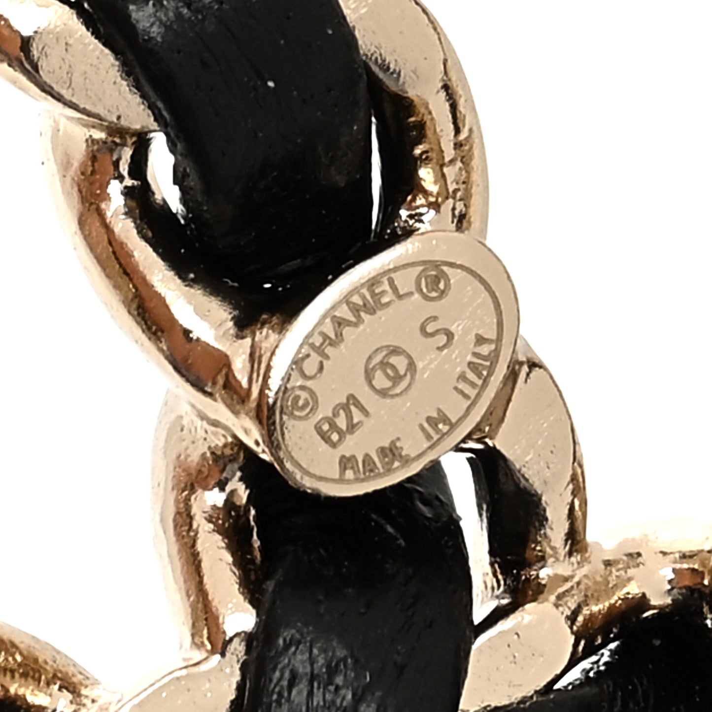Lambskin Chain CC Brooch Black Gold