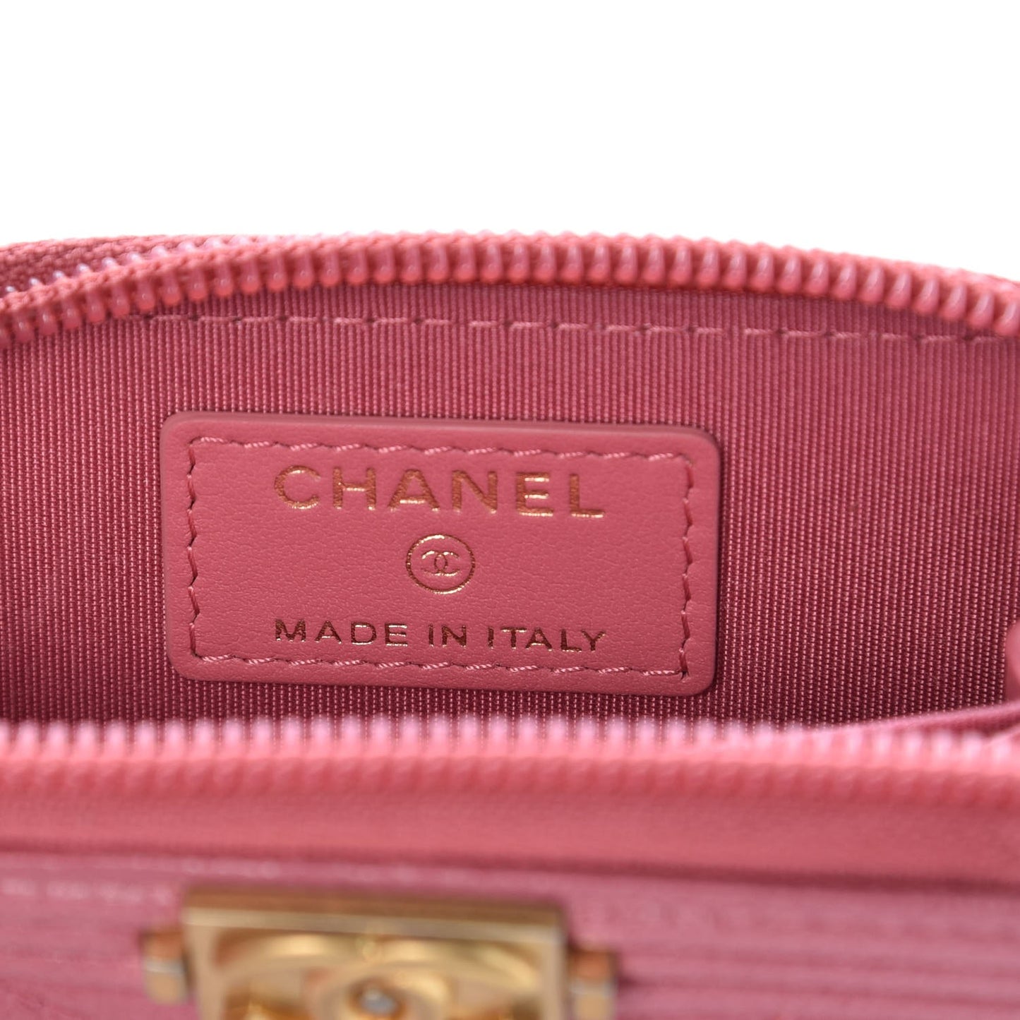 Caviar Chevron Zip Around Boy Coin Purse Wallet Dark Pink