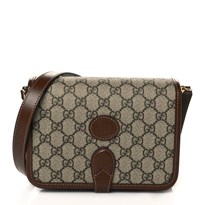 Gucci GG Supreme Monogram Azalea Calfskin Mini Retro Interlocking G Flap Shoulder Bag Beige Ebony Brown Sugar 1 of 11