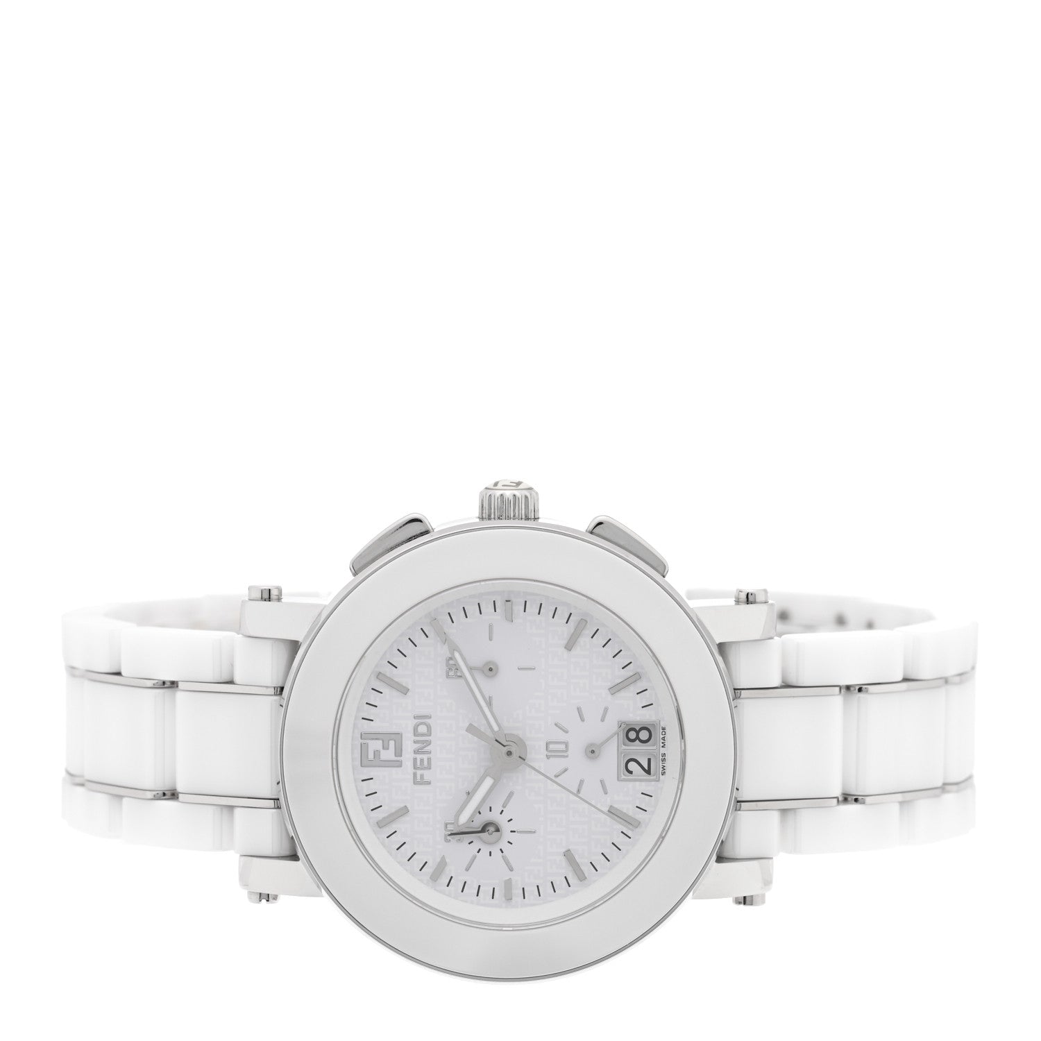 Fendi Stainless Steel Ceramic 38mm Chronograph Quartz Watch White 2 of 5