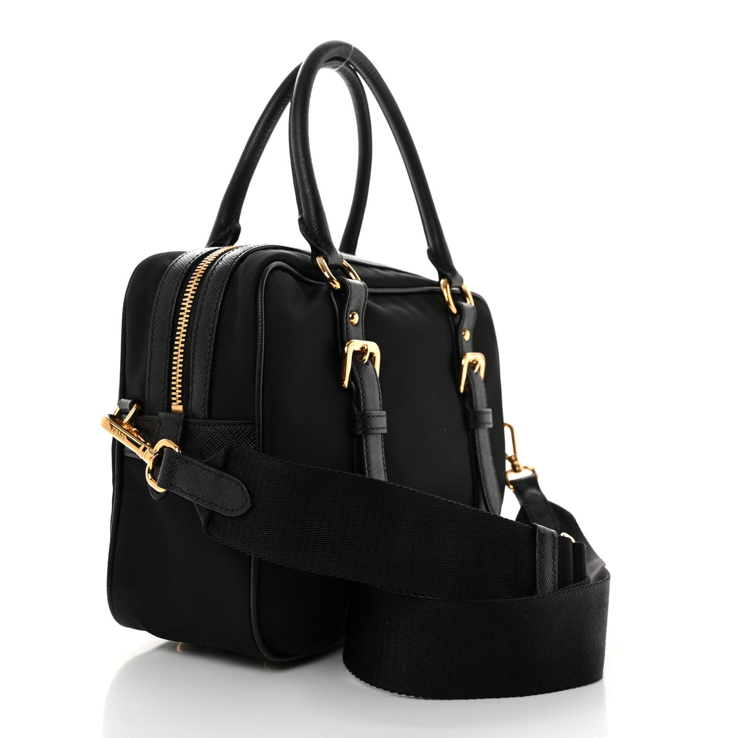 Prada Tessuto Nylon Saffiano Bauletto Black 2 of 8