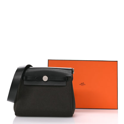 Hermes Military Toile Vache Hunter Herbag Zip Retourne 20 Vert De Gris Black 11 of 11