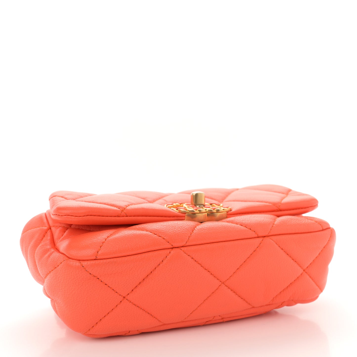 Lambskin Quilted Chanel 19 Waist Bag Orange