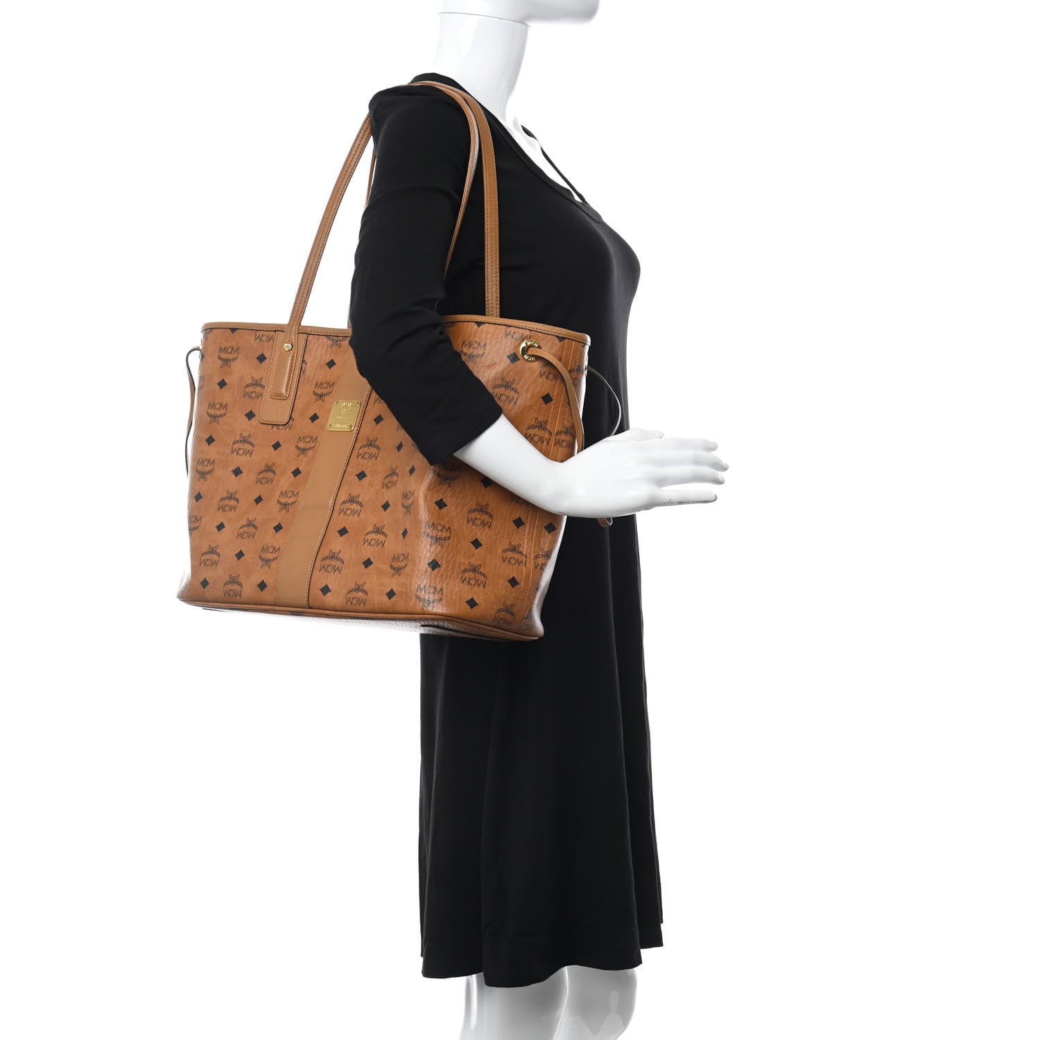 MCM Visetos Medium Project Reversible Shopper Tote Cognac 2 of 12