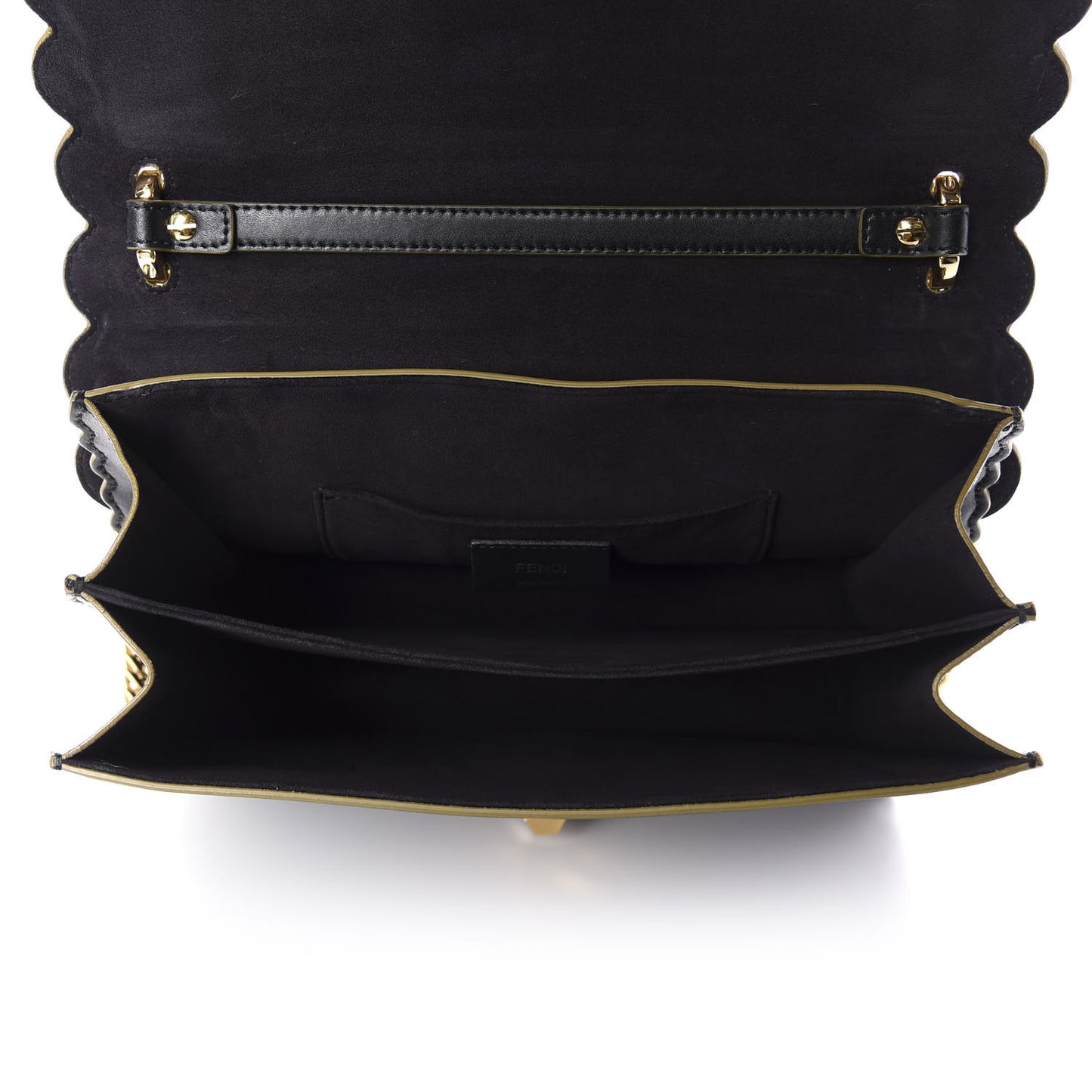 Vitello Liberty Scalloped Studded Kan I Shoulder Bag Black