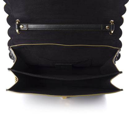 Fendi Vitello Liberty Scalloped Studded Kan I Shoulder Bag Black 5 of 20