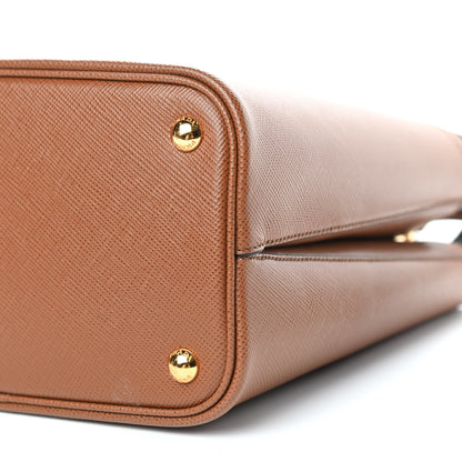 Prada Saffiano Cuir Medium Panier Bucket Bag Cognac Black 9 of 10