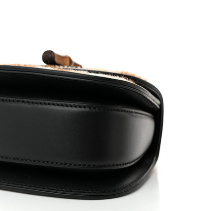 Gucci Calfskin Pony Hair Giraffe Print Mini Bamboo 1947 Top Handle Bag Beige Black Multicolor 10 of 11