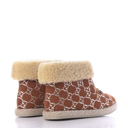 Gucci Canvas Wool Lame GG Monogram Womens Fria Horsebit Ankle Boots 36 Burnt Orange Silver Butterscotch 4 of 10