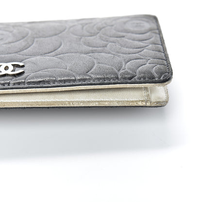 Chanel Lambskin Camellia Embossed Yen Wallet Black 18 of 19