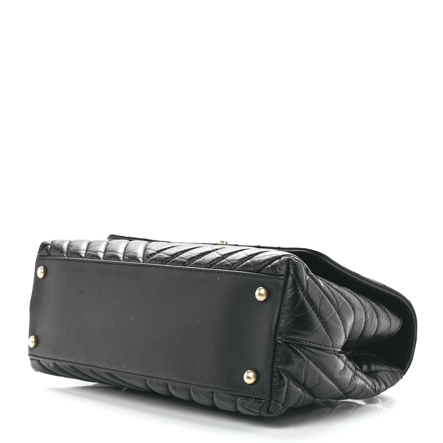 Chanel Aged Calfskin Chevron Quilted Small Coco Handle Flap Black 10 of 12
