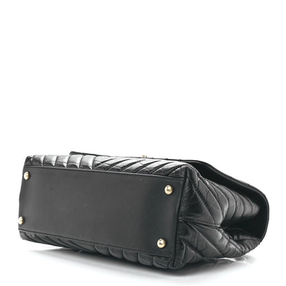 Chanel Aged Calfskin Chevron Quilted Small Coco Handle Flap Black 10 of 12