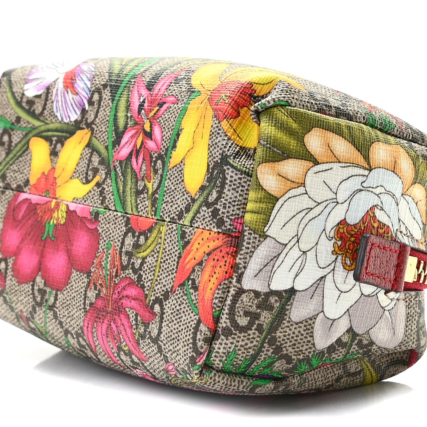 Gucci Soft GG Supreme Monogram Flora Calfskin Small Ophidia Cosmetic Case Beige Ebony Multicolor Rosso 7 of 8