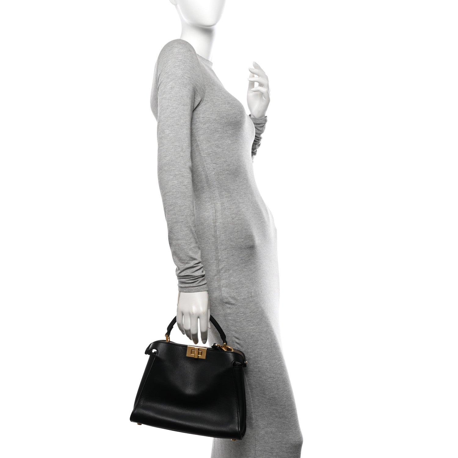 Fendi Vitello Tahiti Burro Medium Peekaboo Iconic Essentially Satchel Black Corda 2 of 15