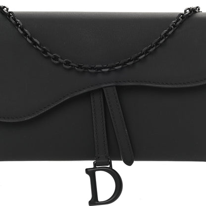 Christian Dior Ultra Matte Calfskin Saddle Chain Wallet Pouch Black 10 of 14