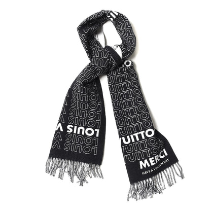 Louis Vuitton Wool Cashmere Scarf Black 1 of 6
