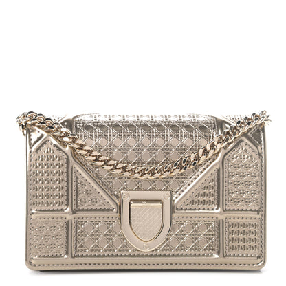 Christian Dior Metallic Patent Micro-Cannage Baby Diorama Flap Bag Gold 1 of 4